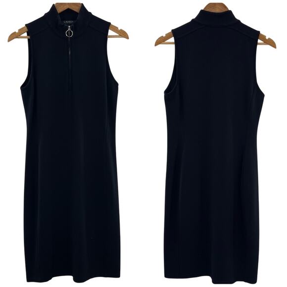 Lauren Ralph Lauren Dresses & Skirts - Lauren Ralph Lauren Black Silver Zipper Mock Neck Sleeveless Fitted Dress Size S
